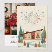 Cartes Pour Fêtes Annuelles Mid-Century Modern Atomic Starburst Personalized (Devant / Derrière)