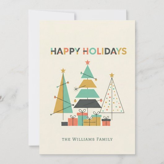 Cartes Pour Fêtes Annuelles Mid-Century Retro Christmas Trees (Devant)