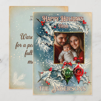 Cartes Pour Fêtes Annuelles Mid-Century Tidings : Photo d'ornement en verre ré