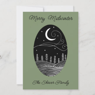 Cartes Pour Fêtes Annuelles Midwinter Moon w/ Photo Flat Holiday Card