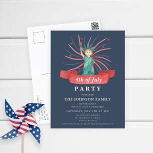 Cartes Pour Fêtes Annuelles Mignon 4 juillet rouge blanc et bleu patriotique