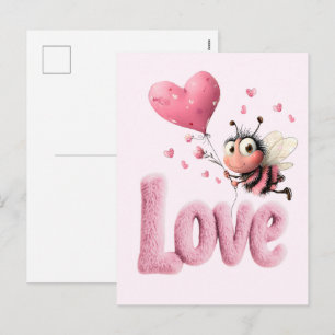 Cartes Pour Fêtes Annuelles Mignon abeille rose moelleux ballon en forme de co