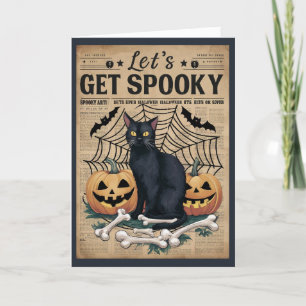 Cartes Pour Fêtes Annuelles Mignon Chat Noir Vintage pour Halloween Épouvantab