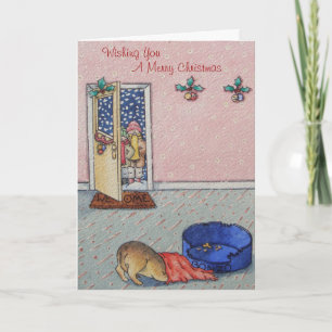 Cartes Pour Fêtes Annuelles mignon chiot cacher drôle chanteurs de carol noël