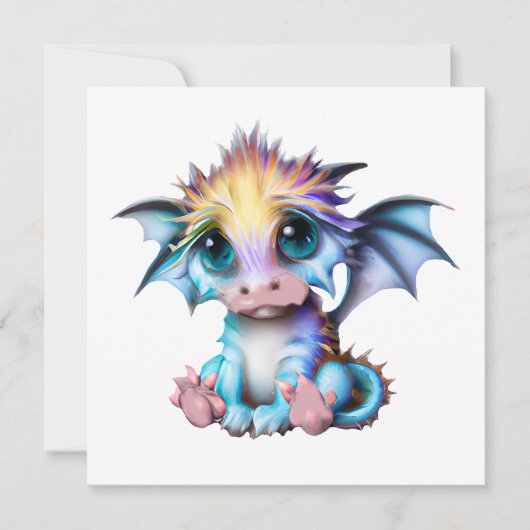 Cartes Pour Fêtes Annuelles Mignon et adorable bébé dragon kawaii (Devant)