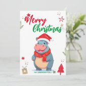 Cartes Pour Fêtes Annuelles Mignon Hippo sapin de Noël Fêtes Nom des femmes (Debout devant)