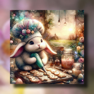Cartes Pour Fêtes Annuelles Mignon Lapin à l'aquarelle Glaçage Pâques Cookies