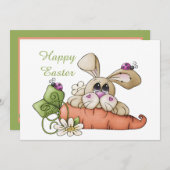 Cartes Pour Fêtes Annuelles mignon lapin de Pâques (Devant / Derrière)