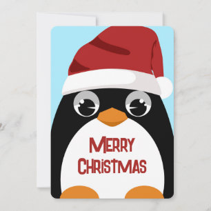 Cartes Pour Fêtes Annuelles Mignon manchot avec chapeau de Père Noël Art de No