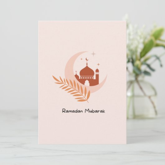 Cartes Pour Fêtes Annuelles Mignon Moderne Bohème Ramadan Moubarak (Debout devant)