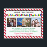 Cartes Pour Fêtes Annuelles Mignon politiquement correct Funny 3 Photo<br><div class="desc">Cette drôle de carte postale de vacances présente un côté humoristique du politiquement correct. La carte comporte trois photos et la légende dit : Ayez une fabuleuse ChristmaSolsticHanukKwanzaa! - fusionner les mots Noël Solstice Hanoukka et Kwanzaa en un long mot stupide. Voici le message : Que l'esprit de la saison...</div>