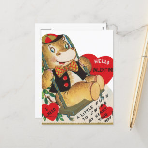 Cartes Pour Fêtes Annuelles mignon rétro vintage Valentine hippo