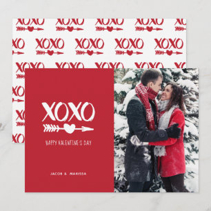 Cartes Pour Fêtes Annuelles Mignon Rouge & Blanc XOXO Saint-Valentin