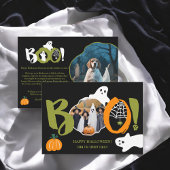 Cartes Pour Fêtes Annuelles Mignon Vert moderne Boo fantômes 2 photos Hallowee