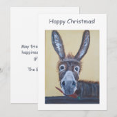 Cartes Pour Fêtes Annuelles Mignonne âne de Noël (Devant / Derrière)