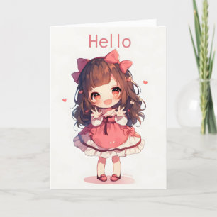 Cartes Pour Fêtes Annuelles Mignonne Bonjour fille Anime