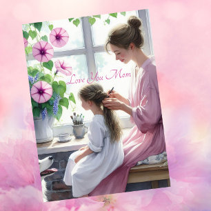 Cartes Pour Fêtes Annuelles Mignonne Braiding Love with Maman's Day