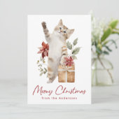 Cartes Pour Fêtes Annuelles Mignonne Chat Meowy Noël Non Photo (Debout devant)