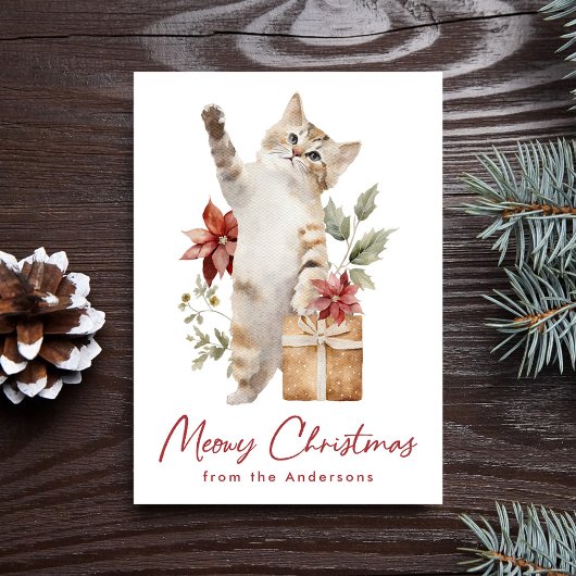 Cartes Pour Fêtes Annuelles Mignonne Chat Meowy Noël Non Photo