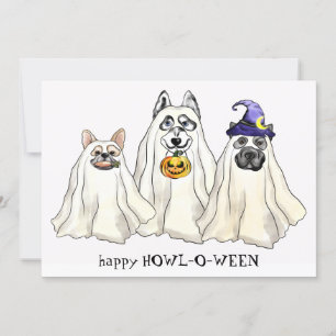 Cartes Pour Fêtes Annuelles Mignonne Chien Fantômes Drôle Animal Joyeux Hallow