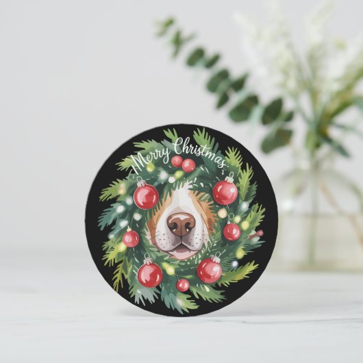 Cartes Pour Fêtes Annuelles Mignonne Chien Nez Noël Wreath Chien Maman Amoureu (Debout devant)