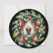 Cartes Pour Fêtes Annuelles Mignonne Chien Nez Noël Wreath Chien Maman Amoureu (Devant)