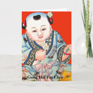 Cartes Pour Fêtes Annuelles Mignonne Chinois rire Bouddha Nouvel An chinois
