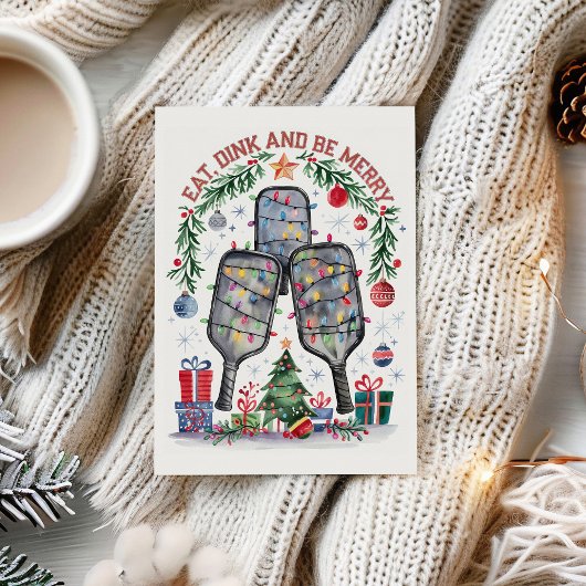 Cartes Pour Fêtes Annuelles Mignonne Dink Be Joyeux Pickleball Christmas Card