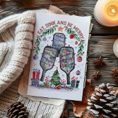 Cartes Pour Fêtes Annuelles Mignonne Dink Be Joyeux Pickleball Christmas Card