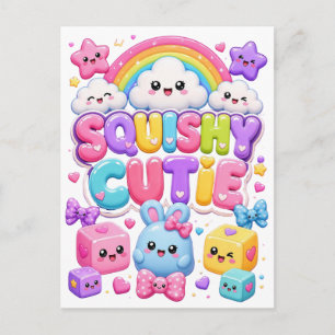 Cartes Pour Fêtes Annuelles Mignonne Douce Kawaii Lapins Nuages Arc-en-ciel