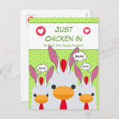 Cartes Pour Fêtes Annuelles Mignonne Drôle Juste Poulet Dans Les Oreilles De L (Devant / Derrière)