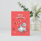 Cartes Pour Fêtes Annuelles Mignonne et drôle Chat Noël joyeuses Salutations (Debout devant)