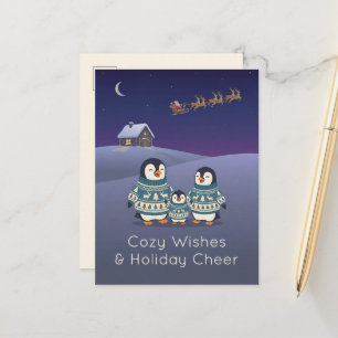 Cartes Pour Fêtes Annuelles Mignonne famille de manchots en pull Noël modern