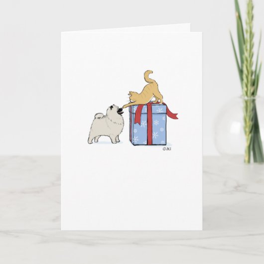 Cartes Pour Fêtes Annuelles Mignonne Keeshond Chien Chien et Chien Kitten Noël (Devant)