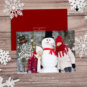 Cartes Pour Fêtes Annuelles Mignonne LAISSER NEIGE Personnalisé Salutation Pho