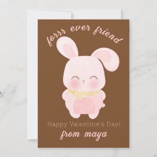 Cartes Pour Fêtes Annuelles Mignonne lapin Classroom Valentine card