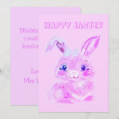 Cartes Pour Fêtes Annuelles Mignonne Lapin de Pâques Enseignant Pink Pâques (Devant / Derrière)
