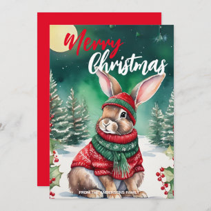 Cartes Pour Fêtes Annuelles Mignonne lapin lapin lapin lapin père Noël Noël No