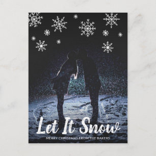 Cartes Pour Fêtes Annuelles Mignonne Let It Snow Snowflakes Photo Noël