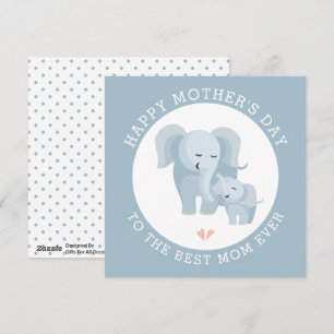 Cartes Pour Fêtes Annuelles Mignonne mère d'éléphant, bébé bleu poussiéreux fê