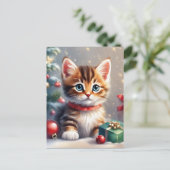 Cartes Pour Fêtes Annuelles Mignonne Noël Kitten Blank Noël (Debout devant)