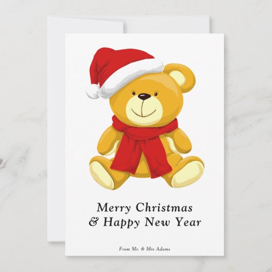 Cartes Pour Fêtes Annuelles Mignonne ours en peluche Joyeux Noël (Devant)