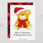 Cartes Pour Fêtes Annuelles Mignonne ours en peluche Joyeux Noël (Devant / Derrière)