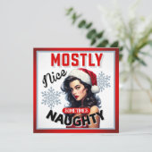 Cartes Pour Fêtes Annuelles Mignonne Parfois Naughty Retro Noël Pinup (Debout devant)