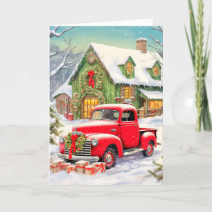 Cartes Pour Fêtes Annuelles Mignonne Pays Hiver Homestead Joyeux Noël