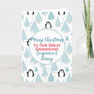 Cartes Pour Fêtes Annuelles Mignonne Penguin de Noël Grand Petit-fils