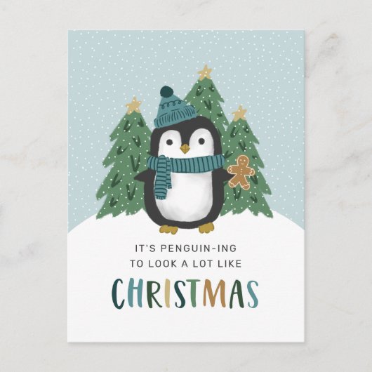 Cartes Pour Fêtes Annuelles Mignonne pingouin drôle de pingouin Noël (Devant)