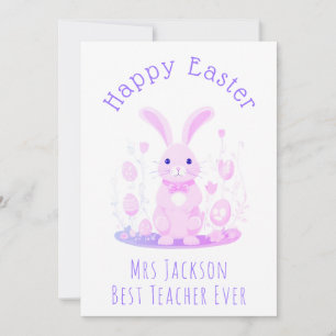 Cartes Pour Fêtes Annuelles Mignonne Pink Purple Bunny Préscolaire de Pâques