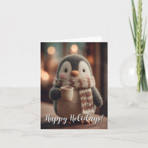 Cartes Pour Fêtes Annuelles Mignonne poupée pingouin tricotée avec écharpe ten