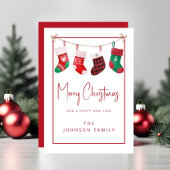 Cartes Pour Fêtes Annuelles Mignonne Red Bas Joyeux Noël